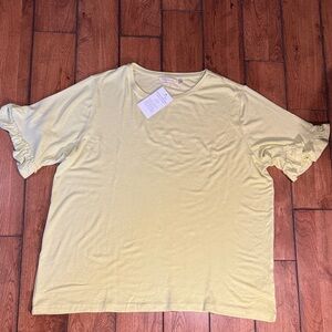 Soft Surroundings Pale Yellow Ruffle Sleeve Tee